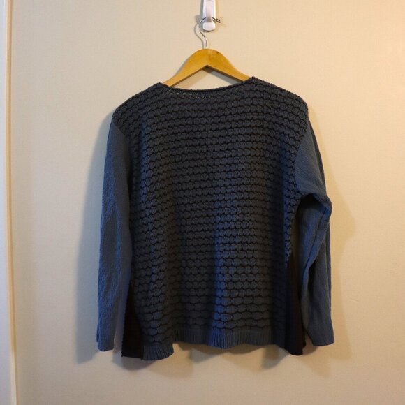 Margaret Winters blue and brown knit sweater size XL - Picture 2 of 6